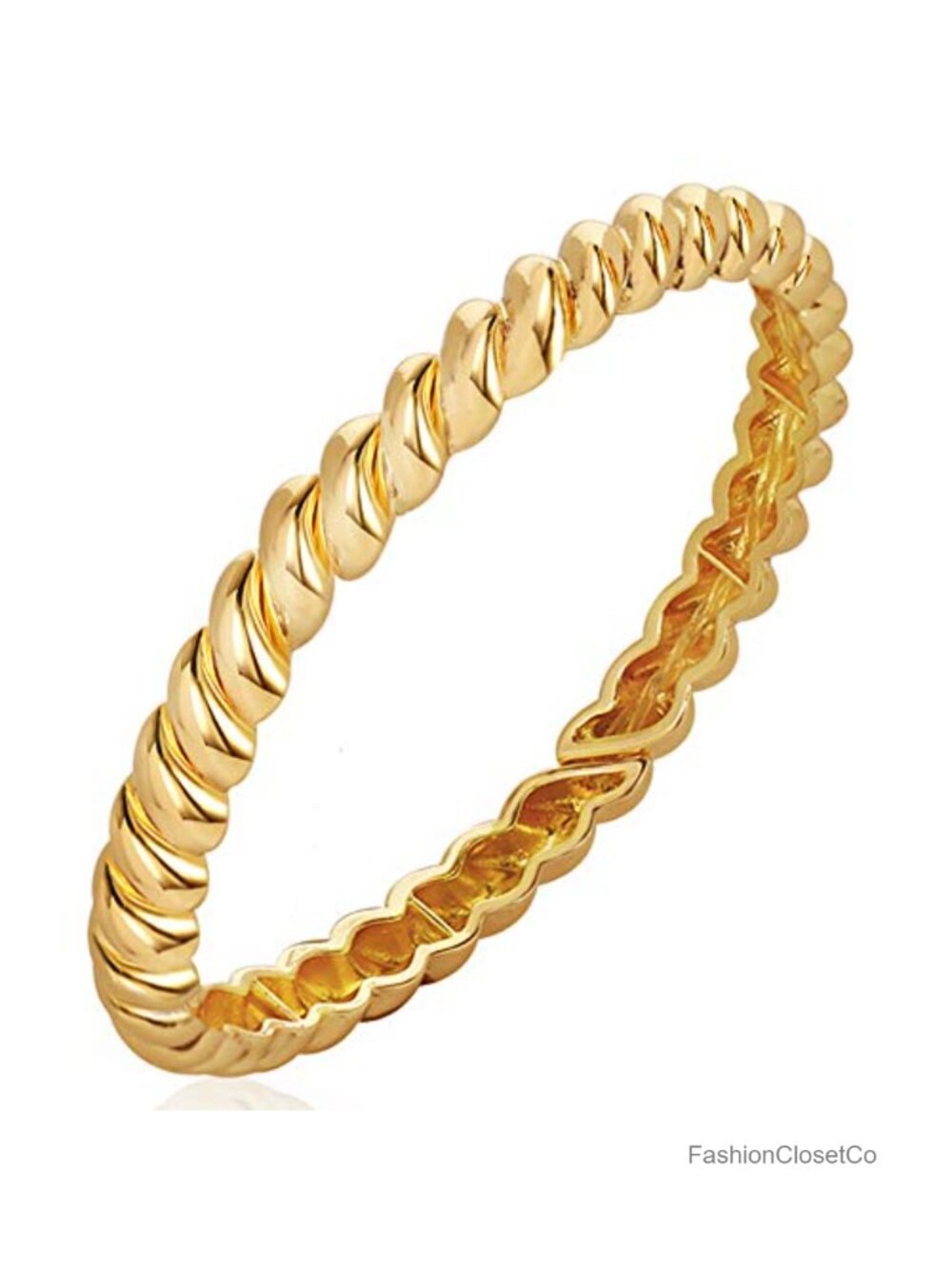 14K Gold Plated Chunky Twisted Bangle Bracelet for Women Men